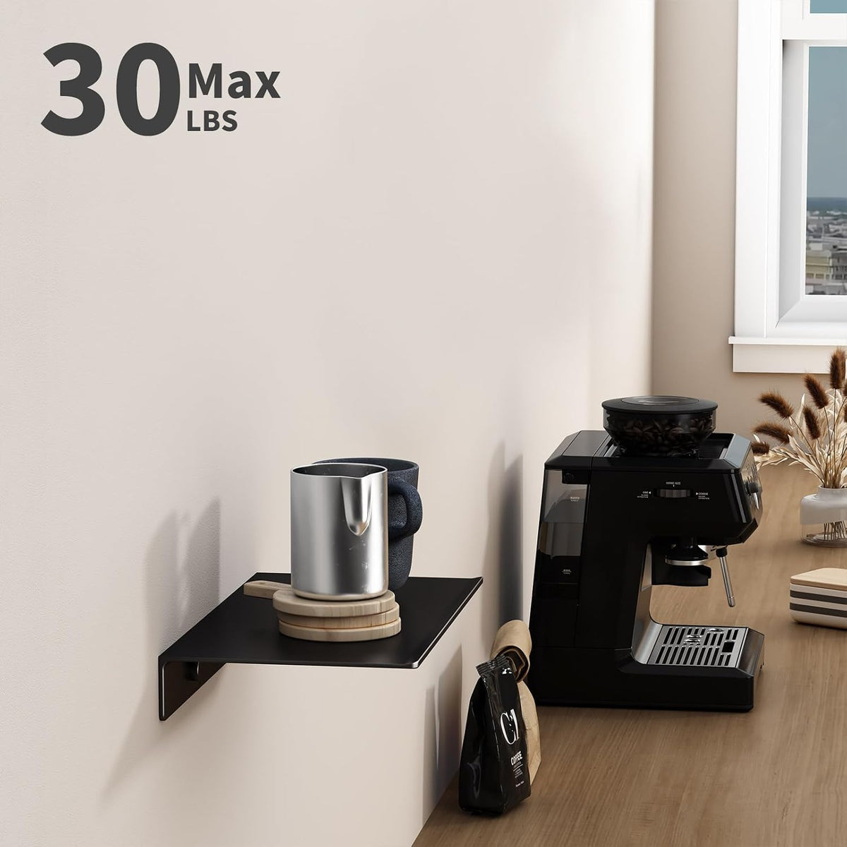 Danpoo 8 inch Small Floating Shelf for Wall Organizer & Storage, Mini Display Shelf, Metal Wall Shelf for Bathroom, Living Room, Kitchen, Bedroom(Matte Black)