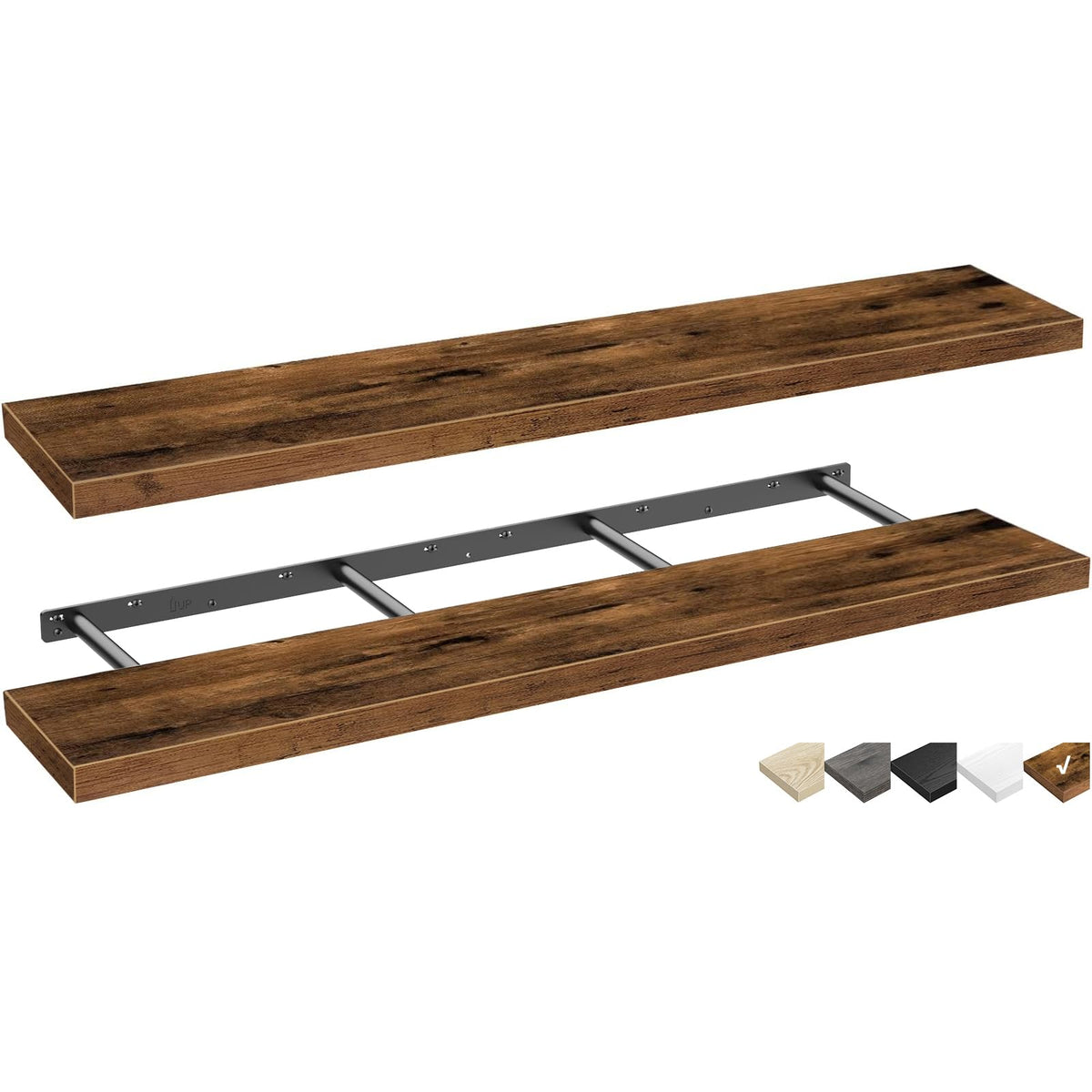 QEEIG Bathroom Floating Shelves for Wall (Brown, Set of 2, 15.7")