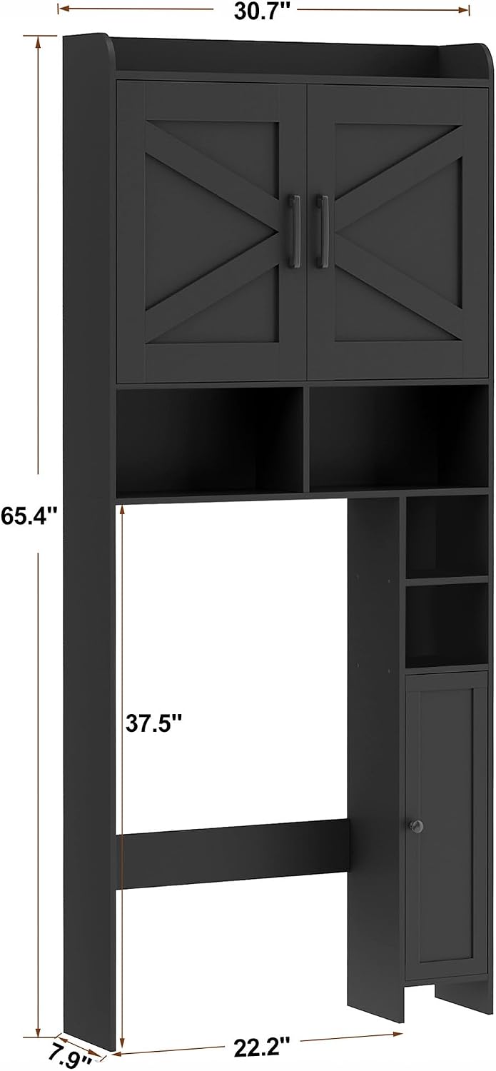 Homhedy Wooden Over The Toilet Storage Cabinet with Barn Door