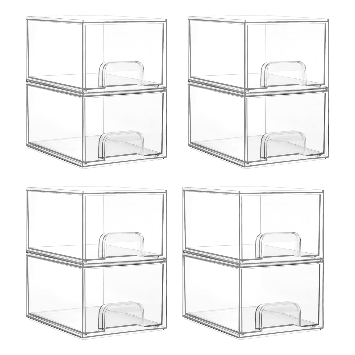 Vtopmart 4 Pack Small Clear Stackable Storage Drawers, Fits Narrow Spaces