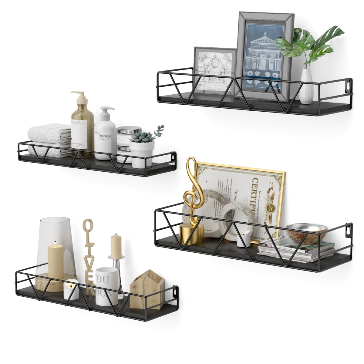 Floating Shelves Set of 3, Wood Wall Shelf, Farmhouse Shelf for Bedroom