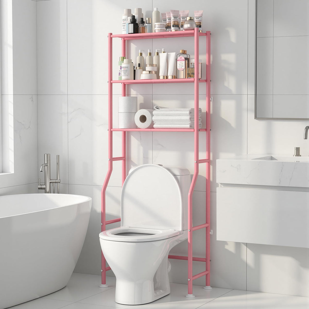 Livilord 3-Tier Over Toilet Storage Rack, Anti-Wobble, Black