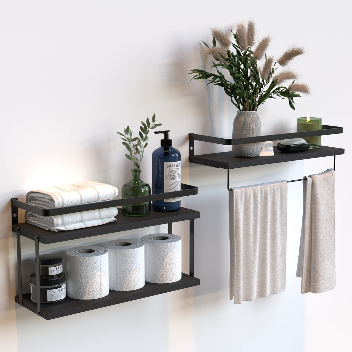 RICHER HOUSE Floating Shelves Bathroom, Wall Mounted Shelf Over Toilet