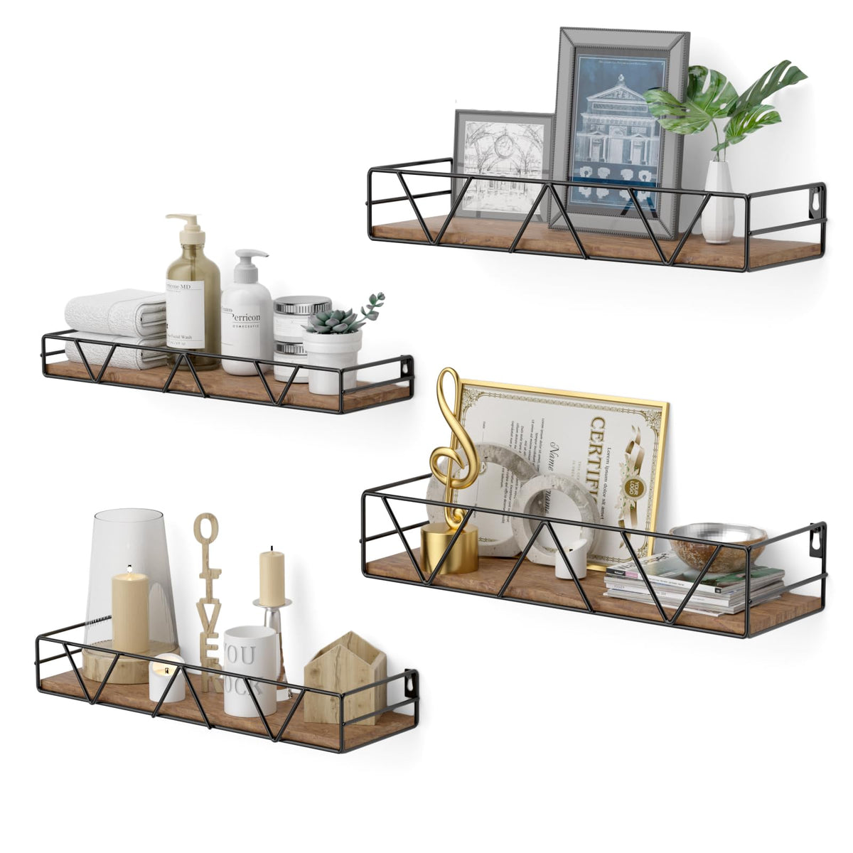 Floating Shelves Set of 3, Wood Wall Shelf, Farmhouse Shelf for Bedroom