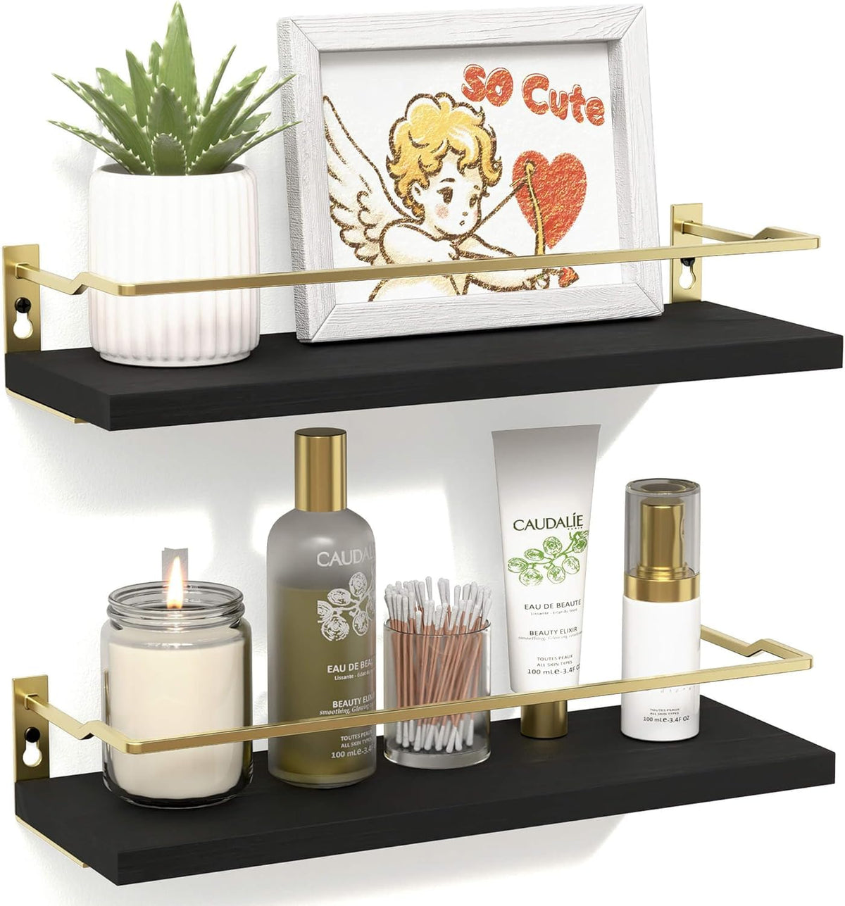 RICHER HOUSE Floating Shelves Bathroom, Small Wall Shelf Over Toilet 2 Set