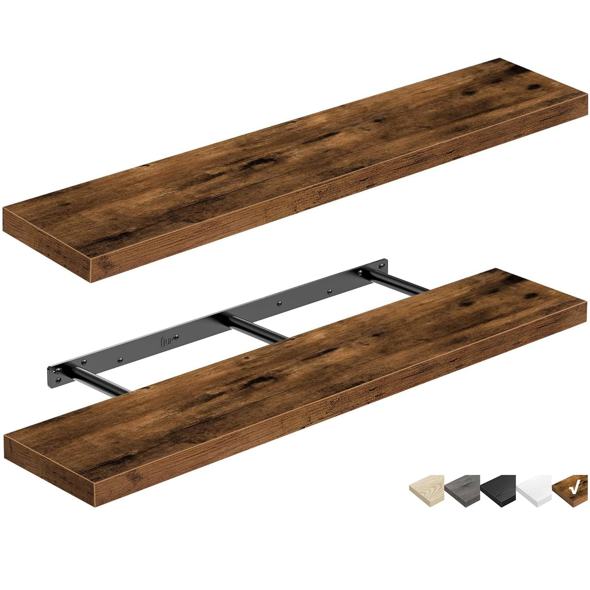 QEEIG Bathroom Floating Shelves for Wall (Brown, Set of 2, 15.7")