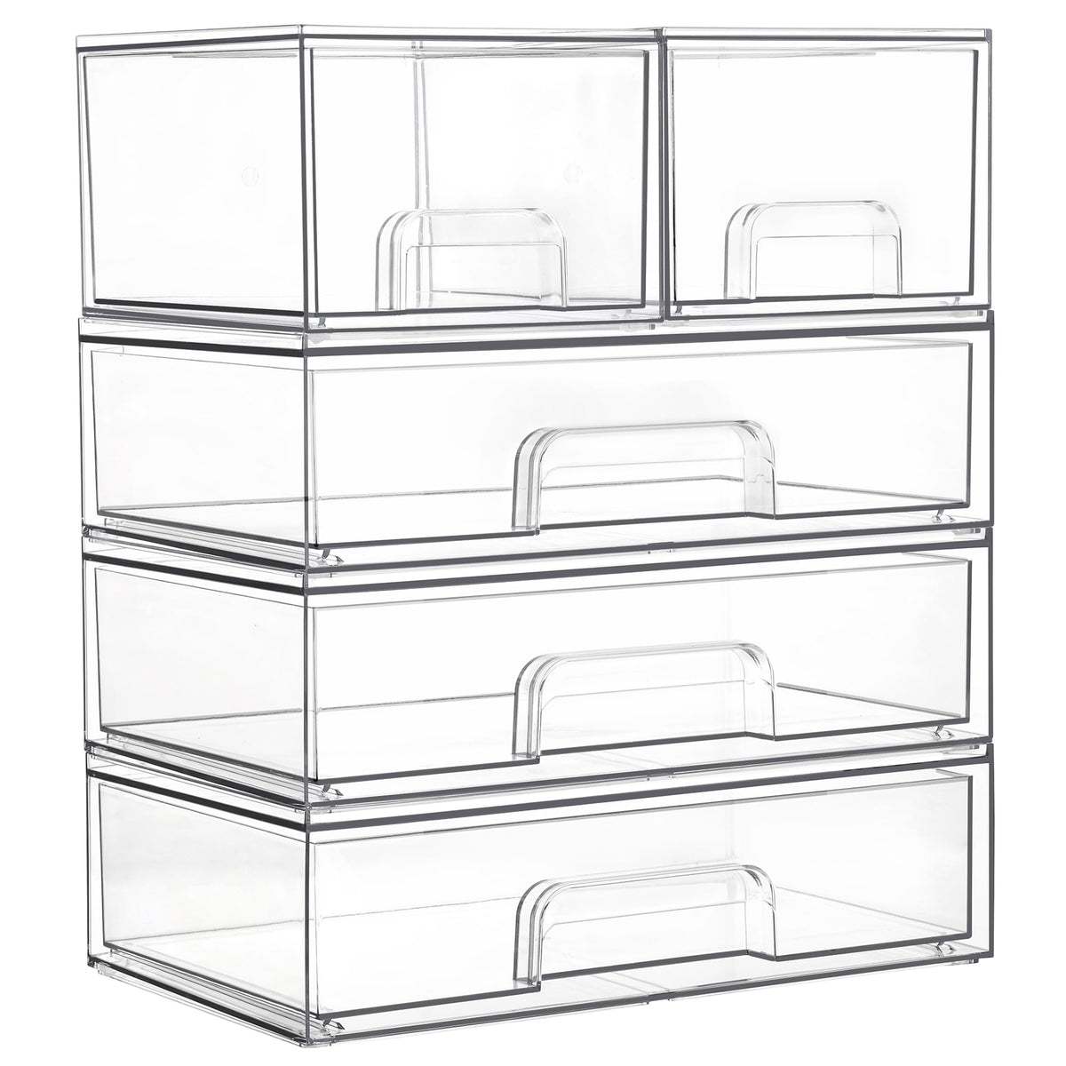 Vtopmart Clear Stackable Storage Drawers Set of 5, Plastic Organizer Bins