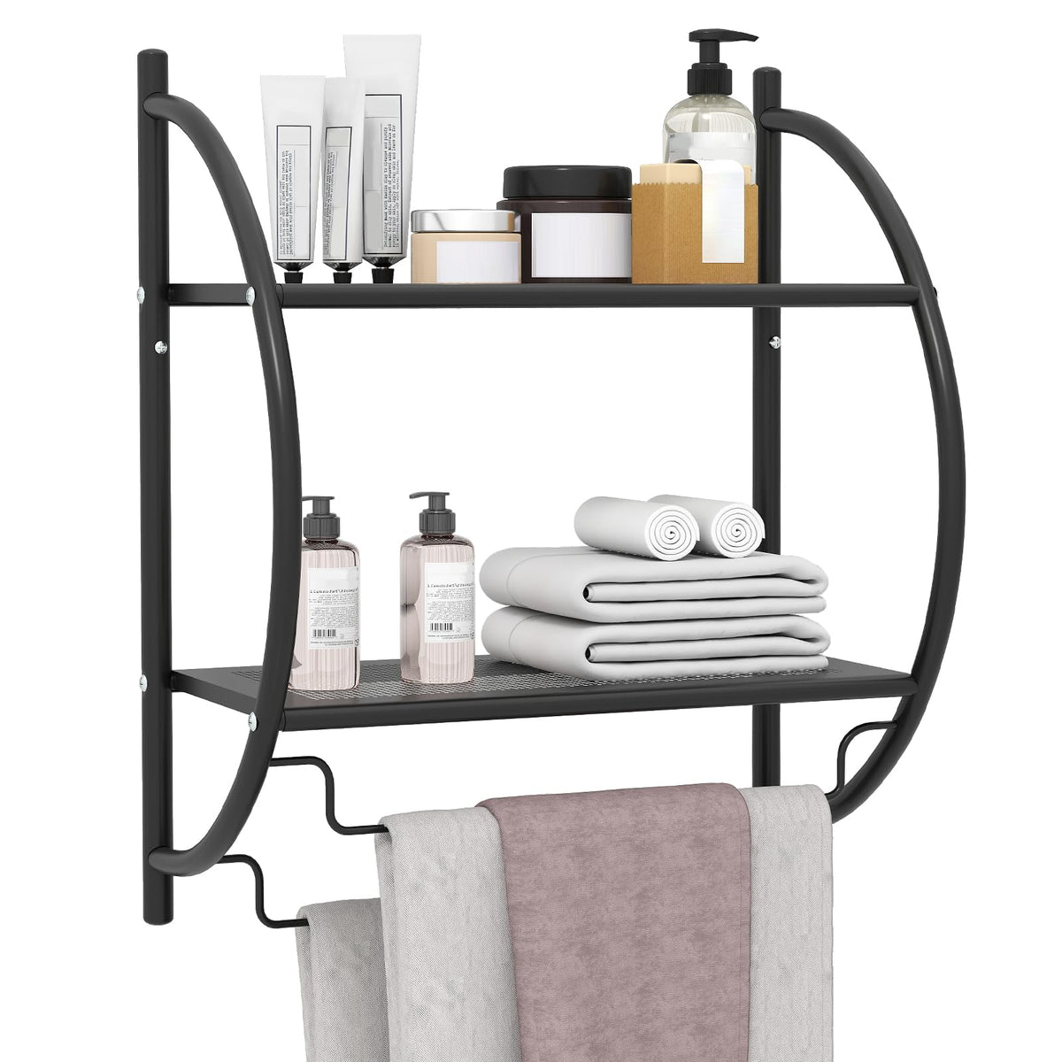 Tangkula Wall Mount 2-Tier Chrome Bathroom Shelf, 18" W x 10" D x 22" H