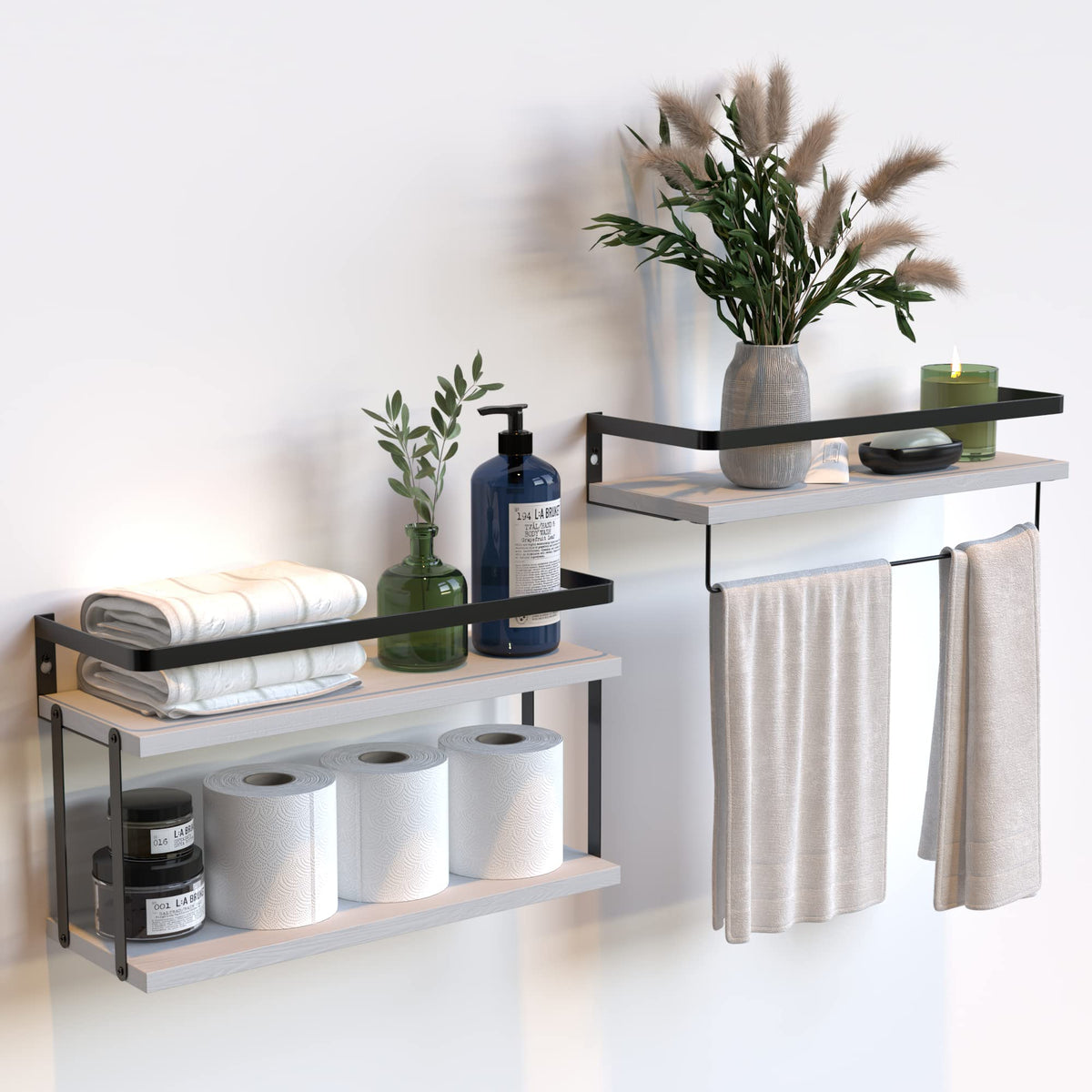 RICHER HOUSE Floating Shelves Bathroom, Wall Mounted Shelf Over Toilet