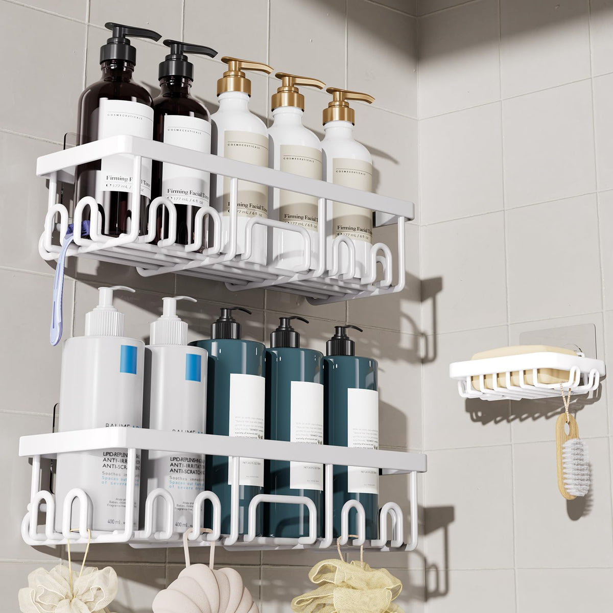 Veken Shower Caddy 6-Pack, Bathroom Organizers and Storage Shelves, Black