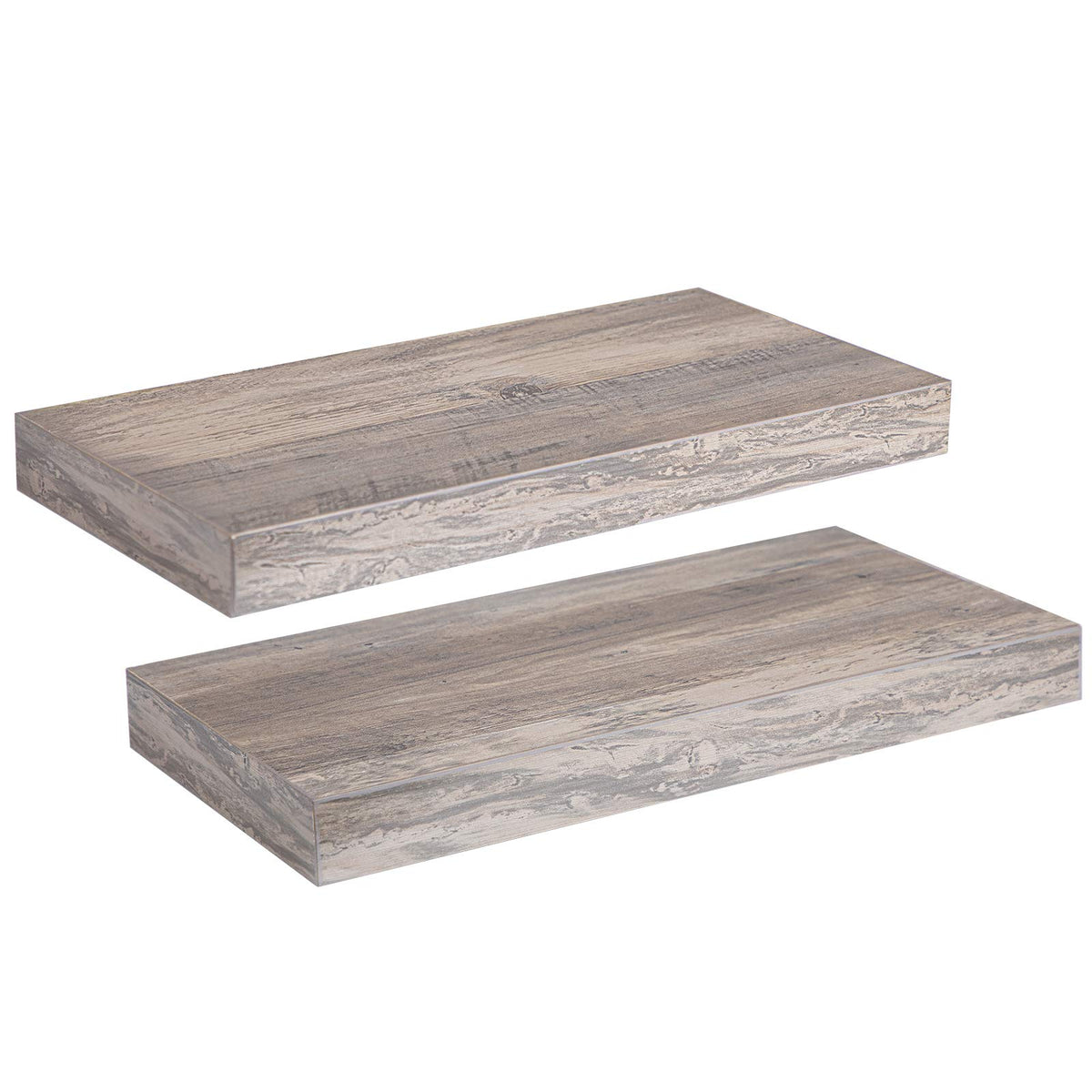 HOOBRO Floating Shelves for Wall, Wall Mounted Shelf Set of 2, 15.7" Hanging Shelf with Invisible Brackets, for Wall Decor Storage in Bathroom Bedroom Kitchen Living Room Office, Rustic Brown BF40BJ01