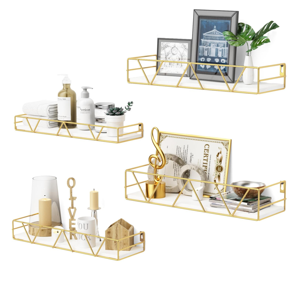 Floating Shelves Set of 3, Wood Wall Shelf, Farmhouse Shelf for Bedroom