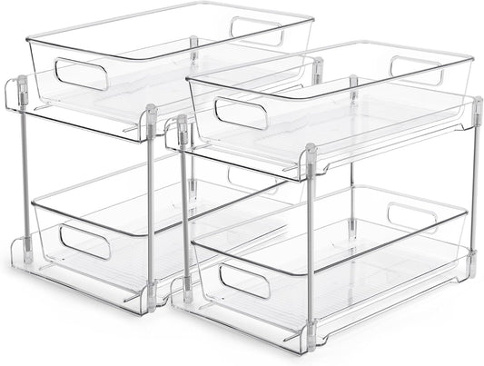 Vtopmart 2 Pack Pull Out Bathroom Under Sink Organizer (S-Standard)