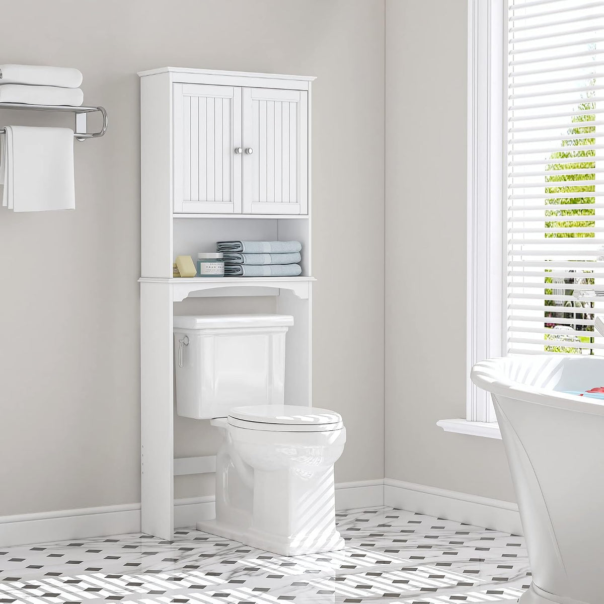 Spirich Over The Toilet Storage Cabinet with Doors, Bathroom Organizer