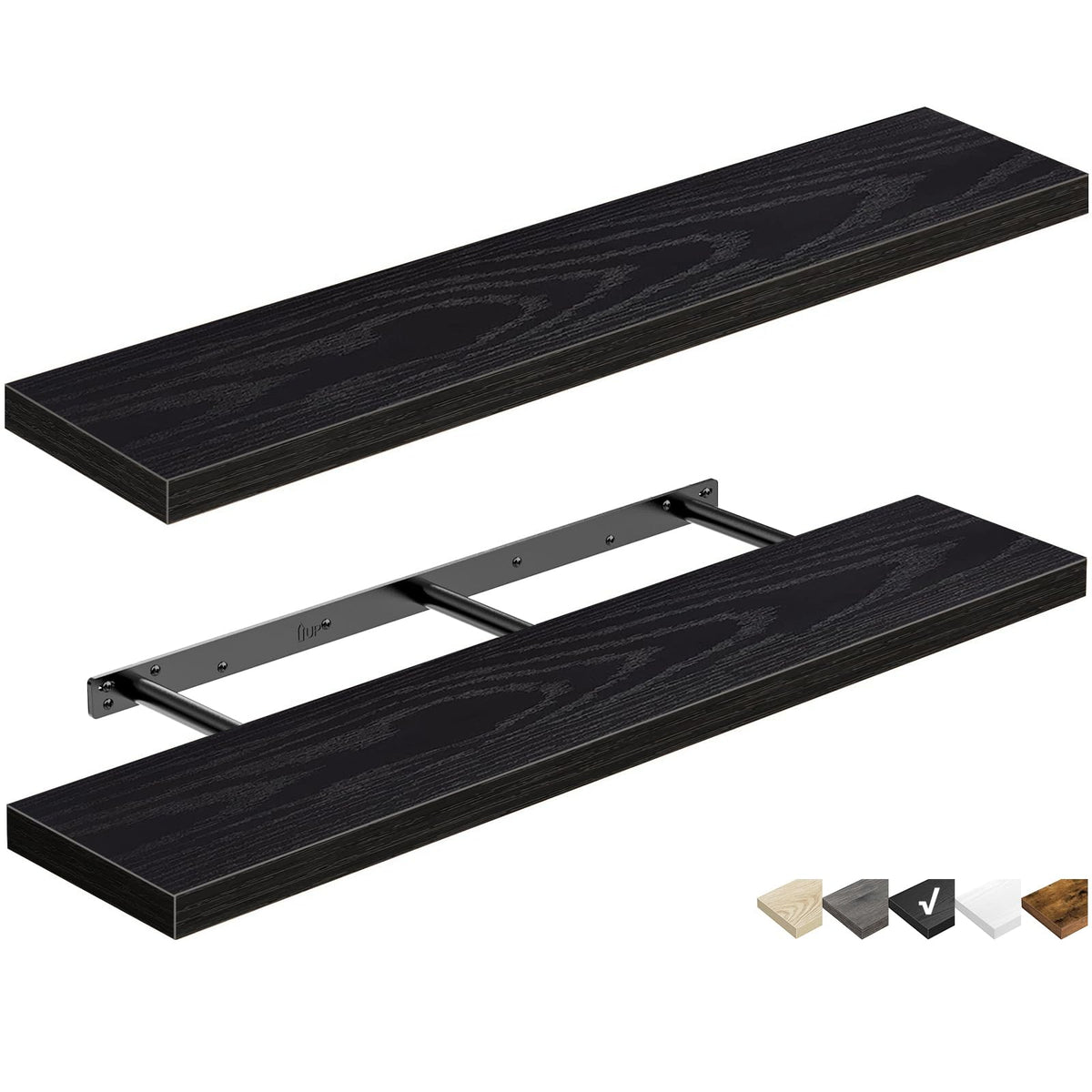 QEEIG Bathroom Floating Shelves for Wall (Brown, Set of 2, 15.7")