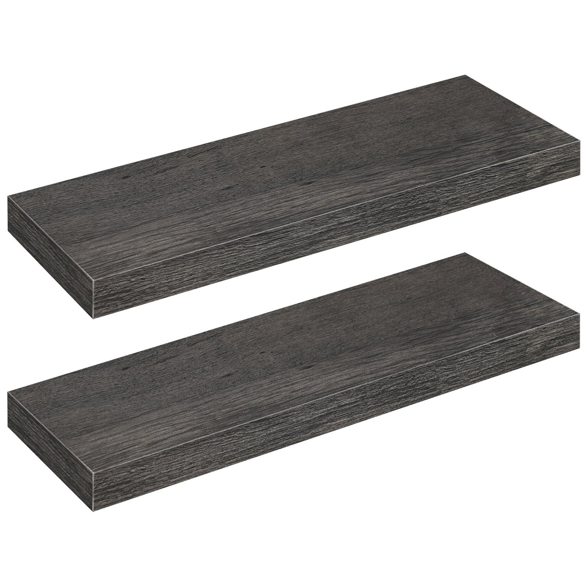 HOOBRO Floating Shelves for Wall, Wall Mounted Shelf Set of 2, 15.7" Hanging Shelf with Invisible Brackets, for Wall Decor Storage in Bathroom Bedroom Kitchen Living Room Office, Rustic Brown BF40BJ01