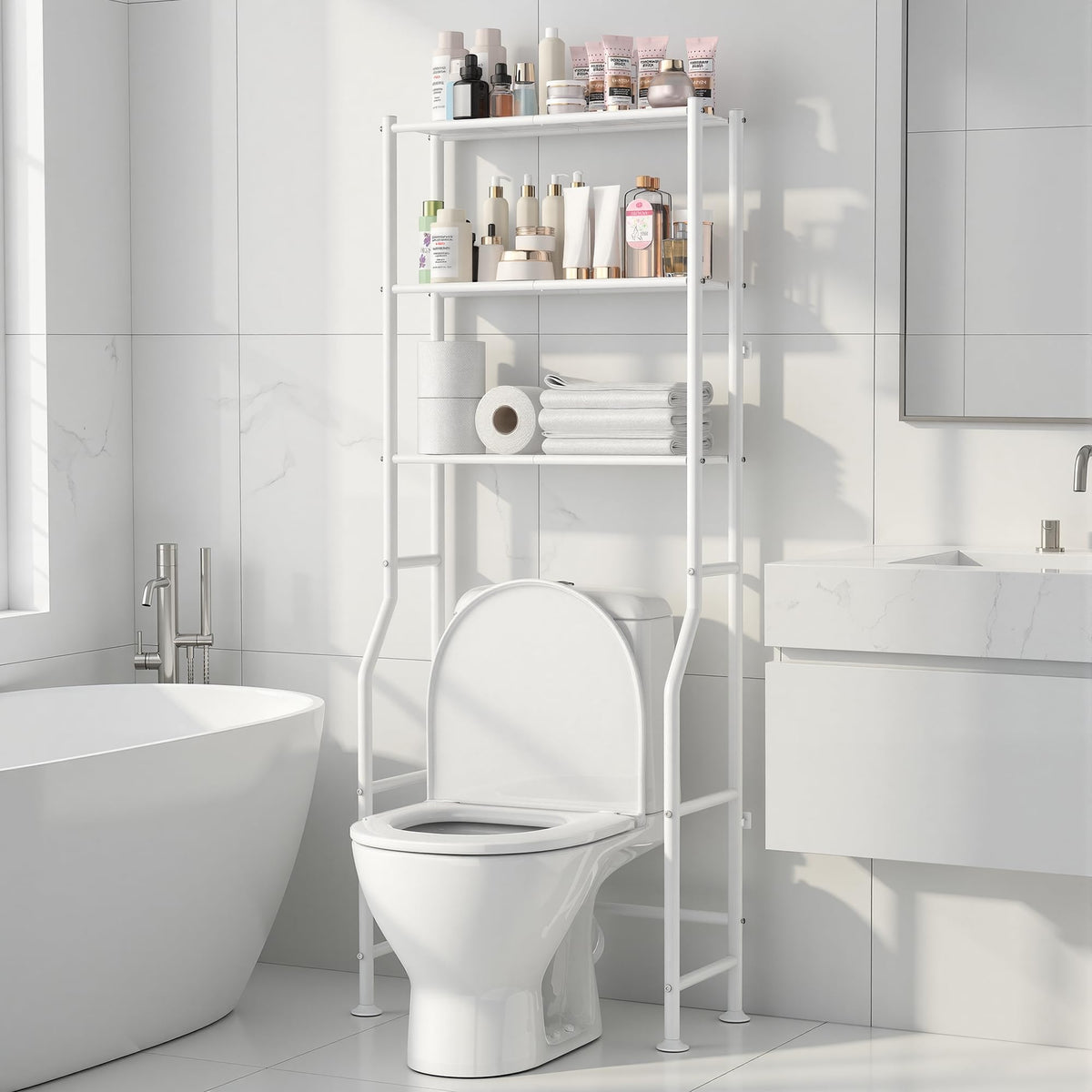 Livilord 3-Tier Over Toilet Storage Rack, Anti-Wobble, Black