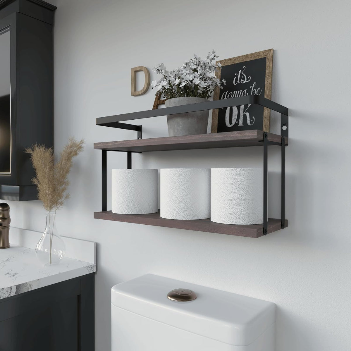 RICHER HOUSE Floating Shelves Bathroom, Wall Mounted Shelf Over Toilet