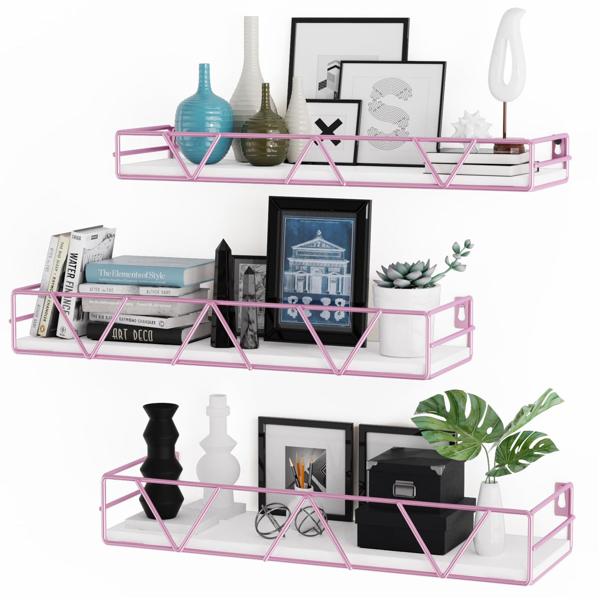 Floating Shelves Set of 3, Wood Wall Shelf, Farmhouse Shelf for Bedroom