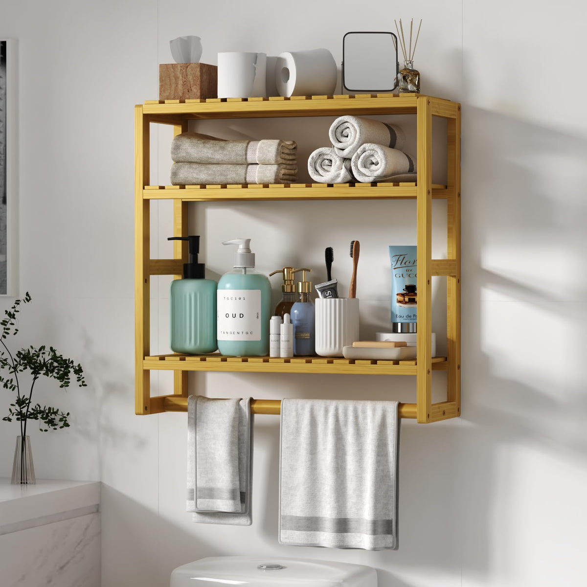 Galood Over The Toilet Storage Bathroom Shelves Wall Mounted 3 Tier White