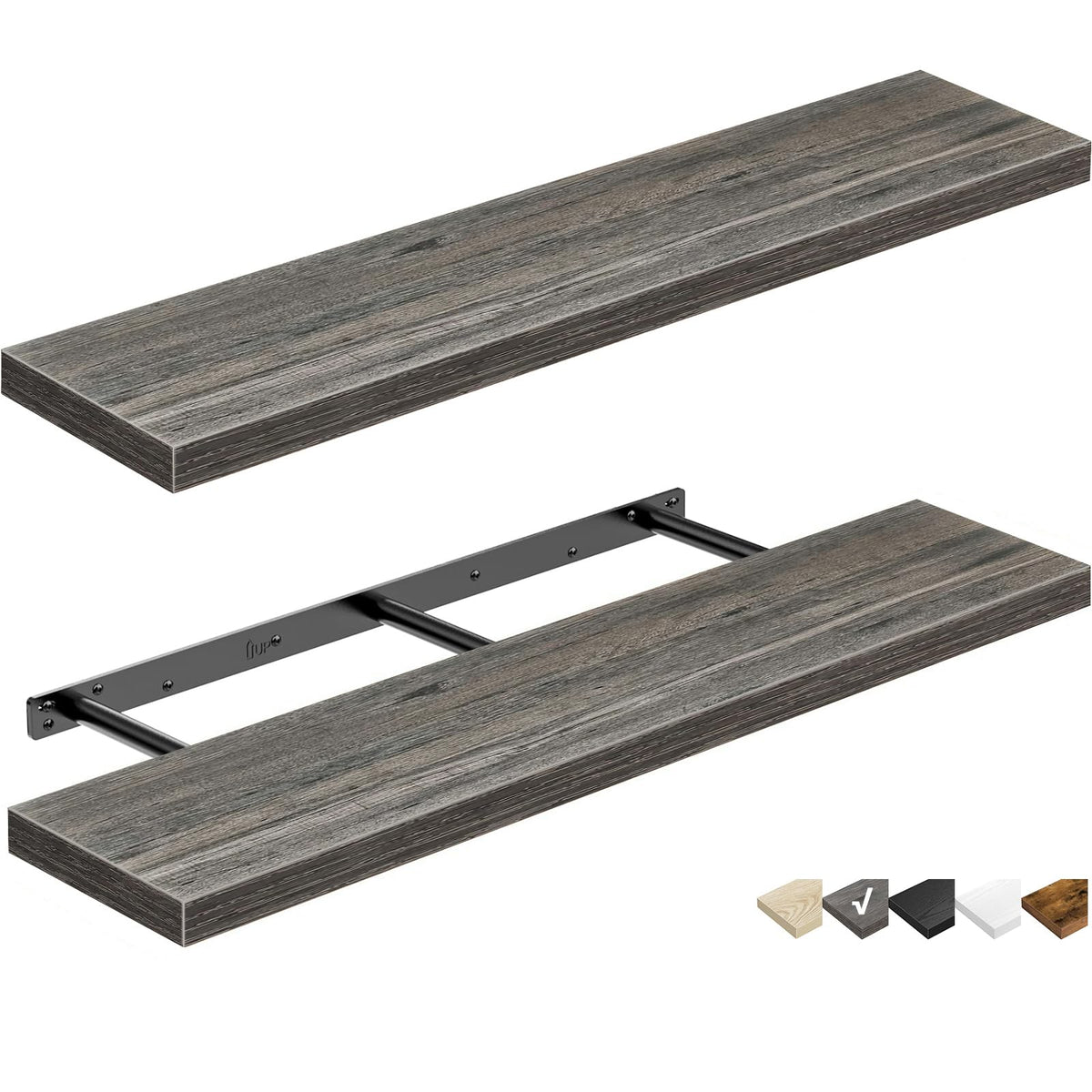 QEEIG Bathroom Floating Shelves for Wall (Brown, Set of 2, 15.7")