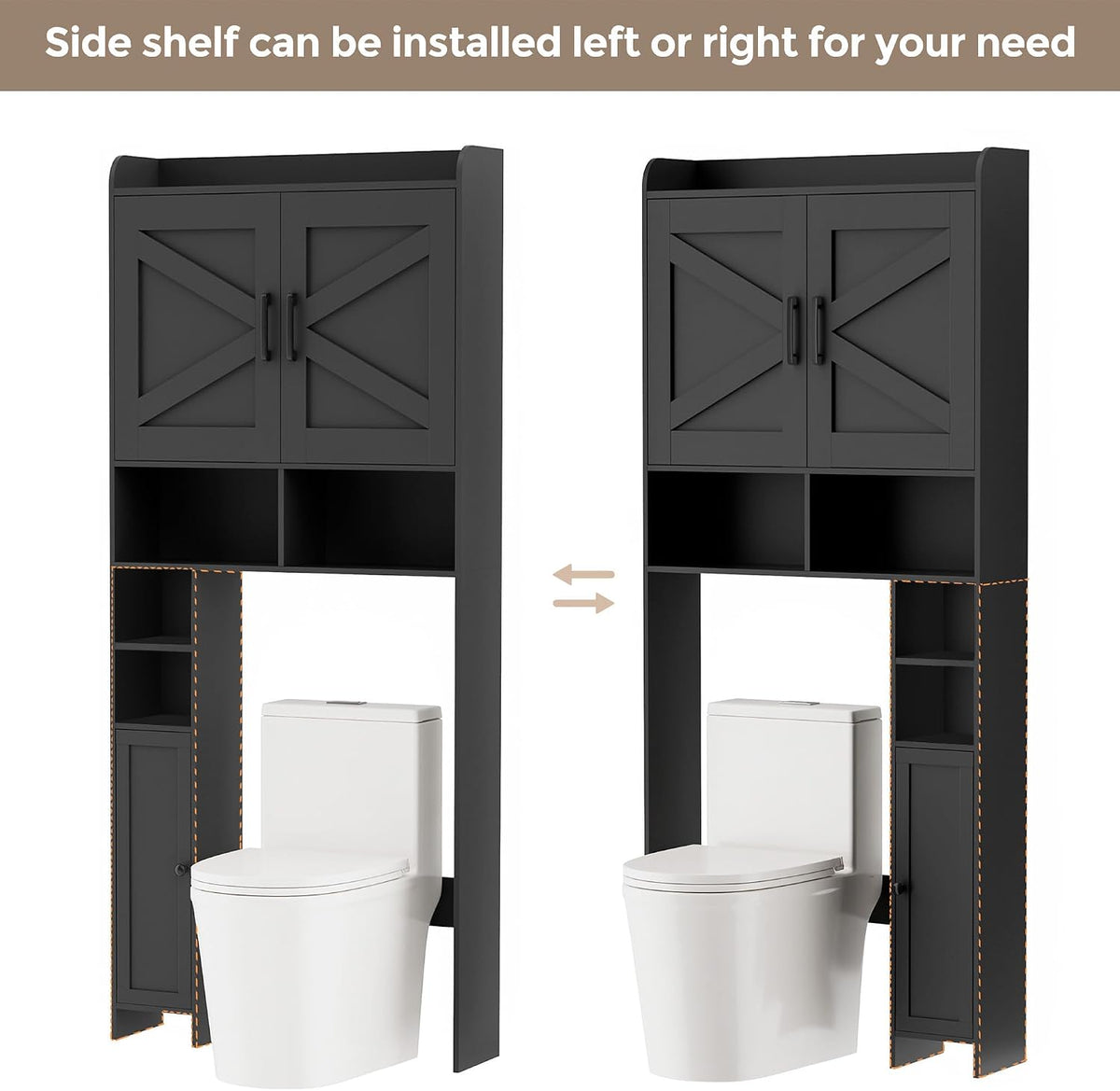 Homhedy Wooden Over The Toilet Storage Cabinet with Barn Door