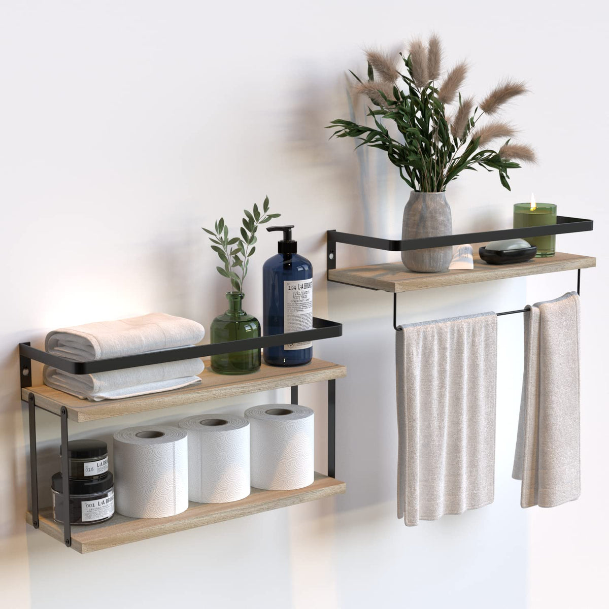 RICHER HOUSE Floating Shelves Bathroom, Wall Mounted Shelf Over Toilet