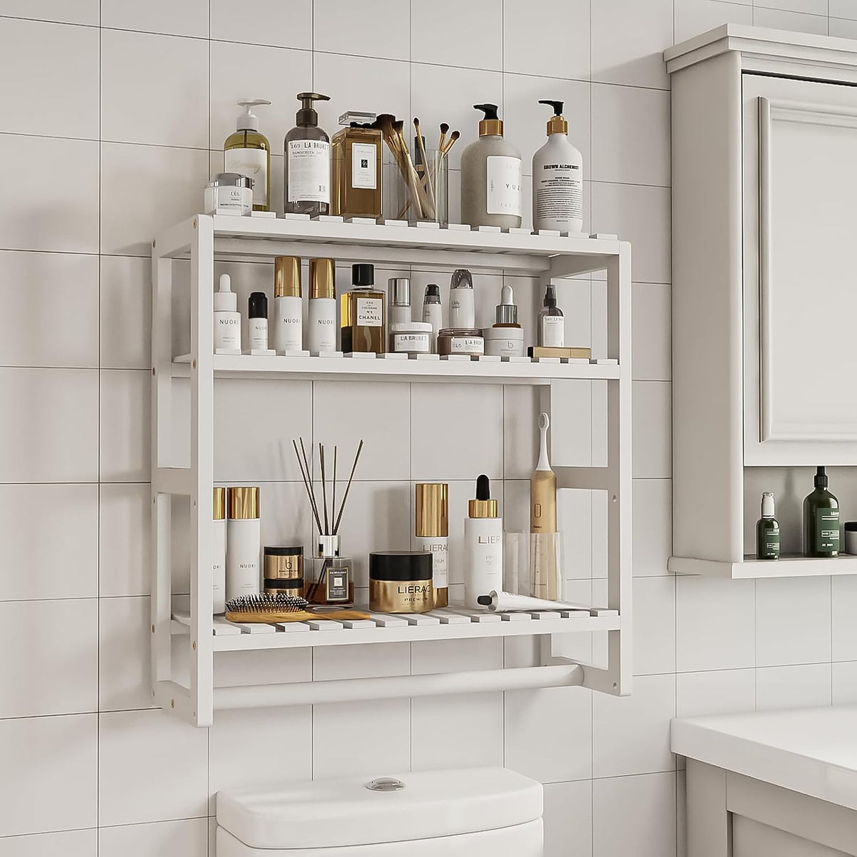 Galood Over The Toilet Storage Bathroom Shelves Wall Mounted 3 Tier White
