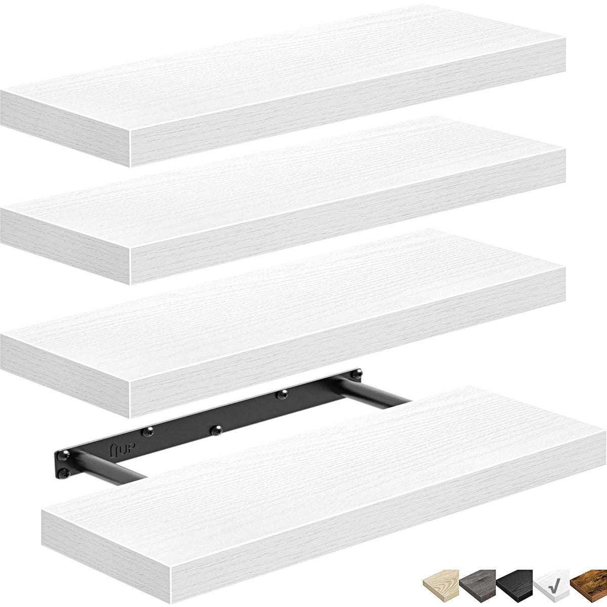 QEEIG Floating Shelves for Wall Small Shelf (Brown, Set of 3, 15.7" x 6.7")