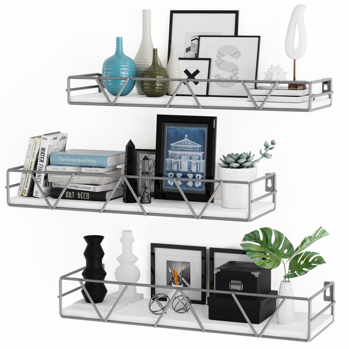 Floating Shelves Set of 3, Wood Wall Shelf, Farmhouse Shelf for Bedroom