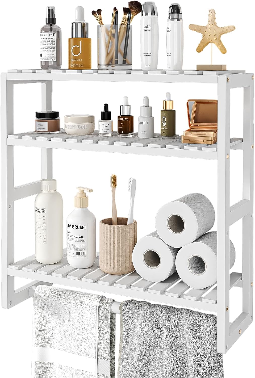 Galood Over The Toilet Storage Bathroom Shelves Wall Mounted 3 Tier White