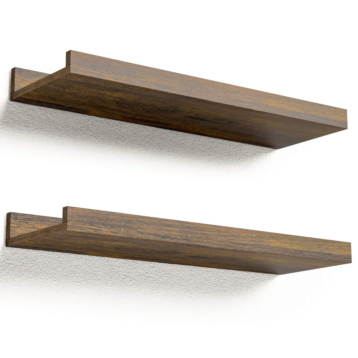 Boswillon Floating Shelves Set of 2, Small Wall Shelf with Lip, 16in, White