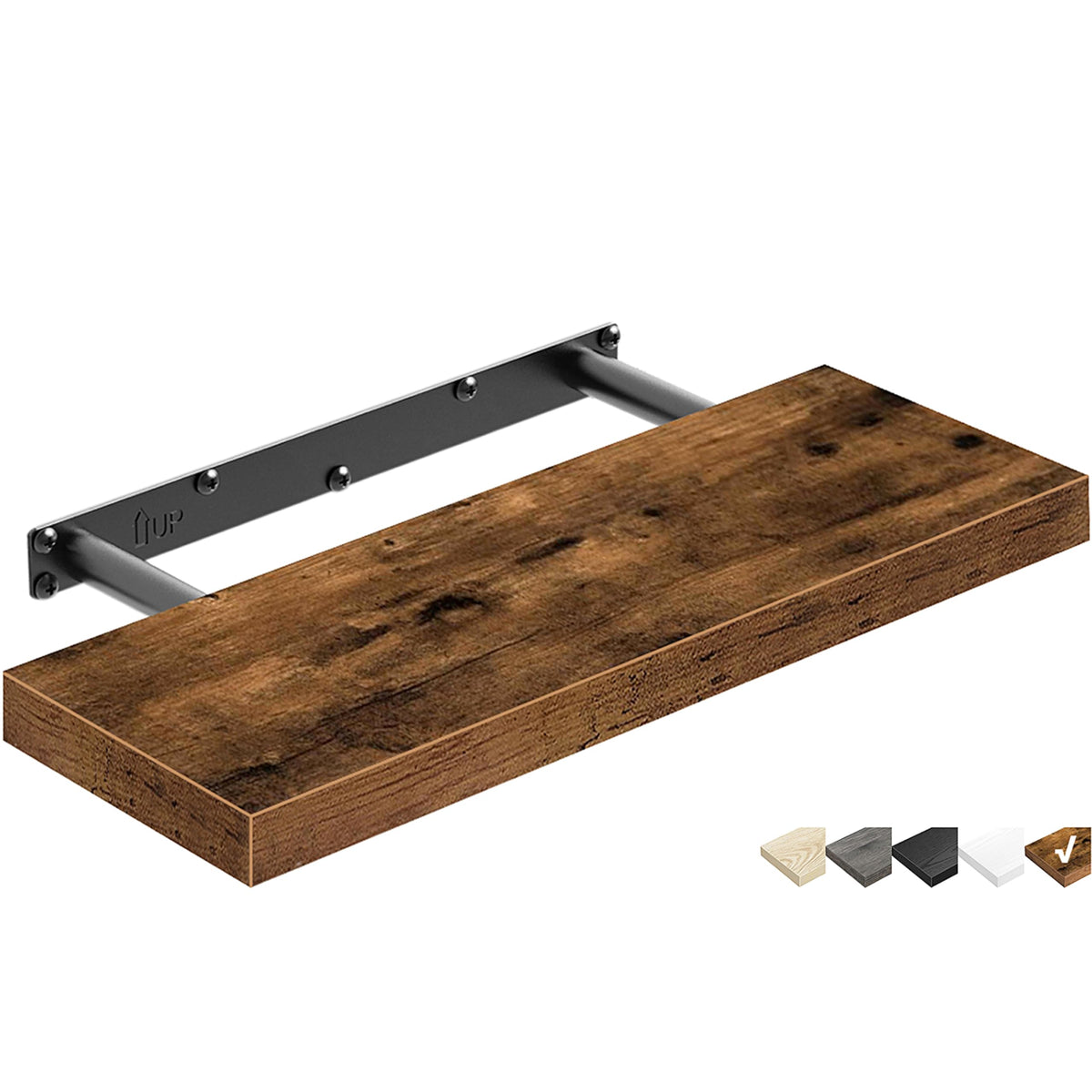 QEEIG Floating Shelves for Wall Small Shelf (Brown, Set of 3, 15.7" x 6.7")