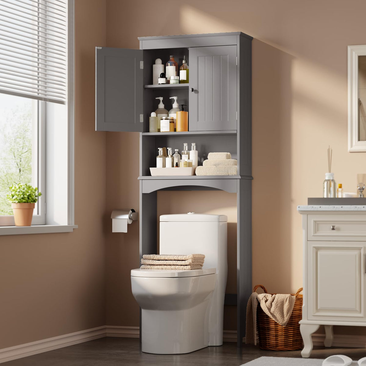 Gizoon Over the Toilet Storage Cabinet with Adjustable Shelf, White