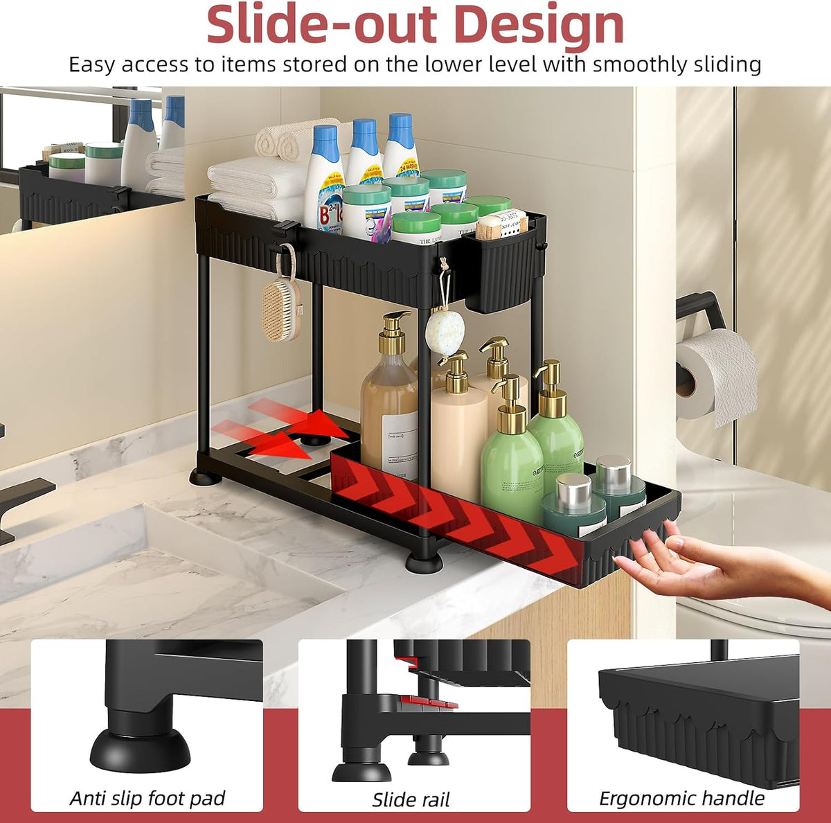 Sevenblue 4-Pack 2-Tier Under Sink Organizer with Pull Out Drawers