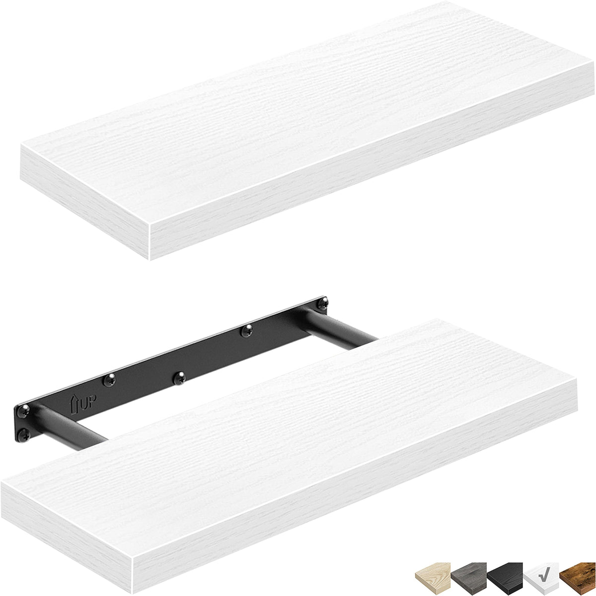 QEEIG Floating Shelves for Wall Small Shelf (Brown, Set of 3, 15.7" x 6.7")