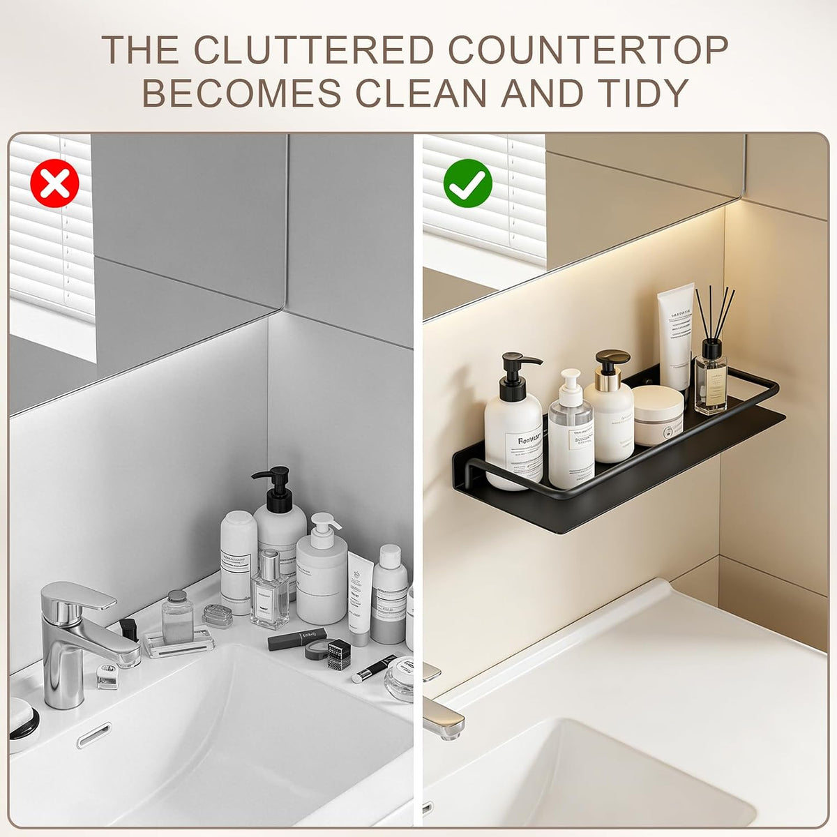 Floating Shelves for Wall with Guardrail, 8 Inch Metal Wall Mounted Storage Shelves, Modern Space-Saving Bathroom Over Toilet Shelves Decor for Living Room, Bedroom, Kitchen & Office