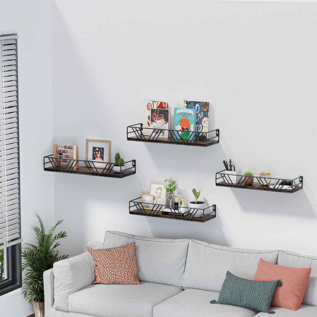 Amaoot Floating Shelves for Wall Set of 4, Wall Shelf Wood Floating Shelf