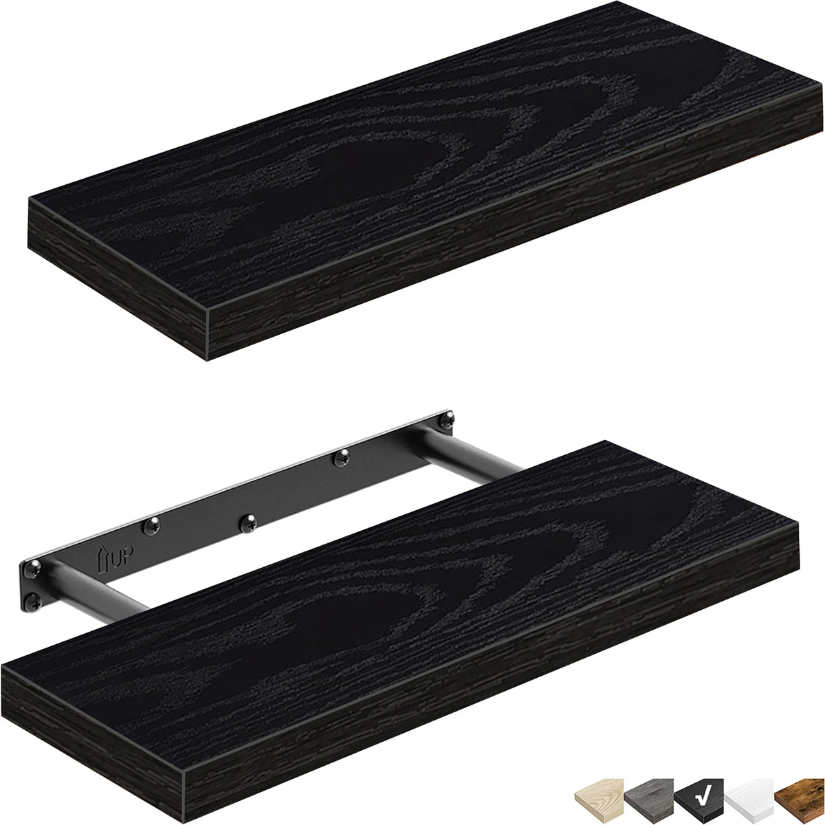 QEEIG Floating Shelves for Wall Small Shelf (Brown, Set of 3, 15.7" x 6.7")