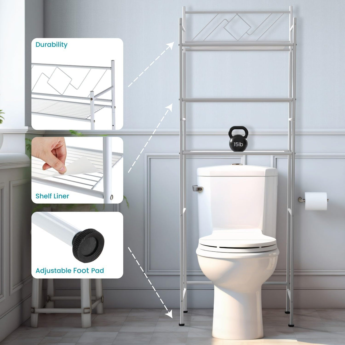 Home Zone Living Over-the-Toilet Bathroom Storage Cabinet Organizer