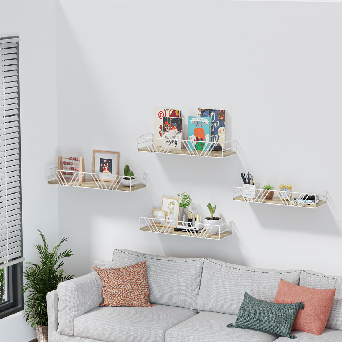 Amaoot Floating Shelves for Wall Set of 4, Wall Shelf Wood Floating Shelf