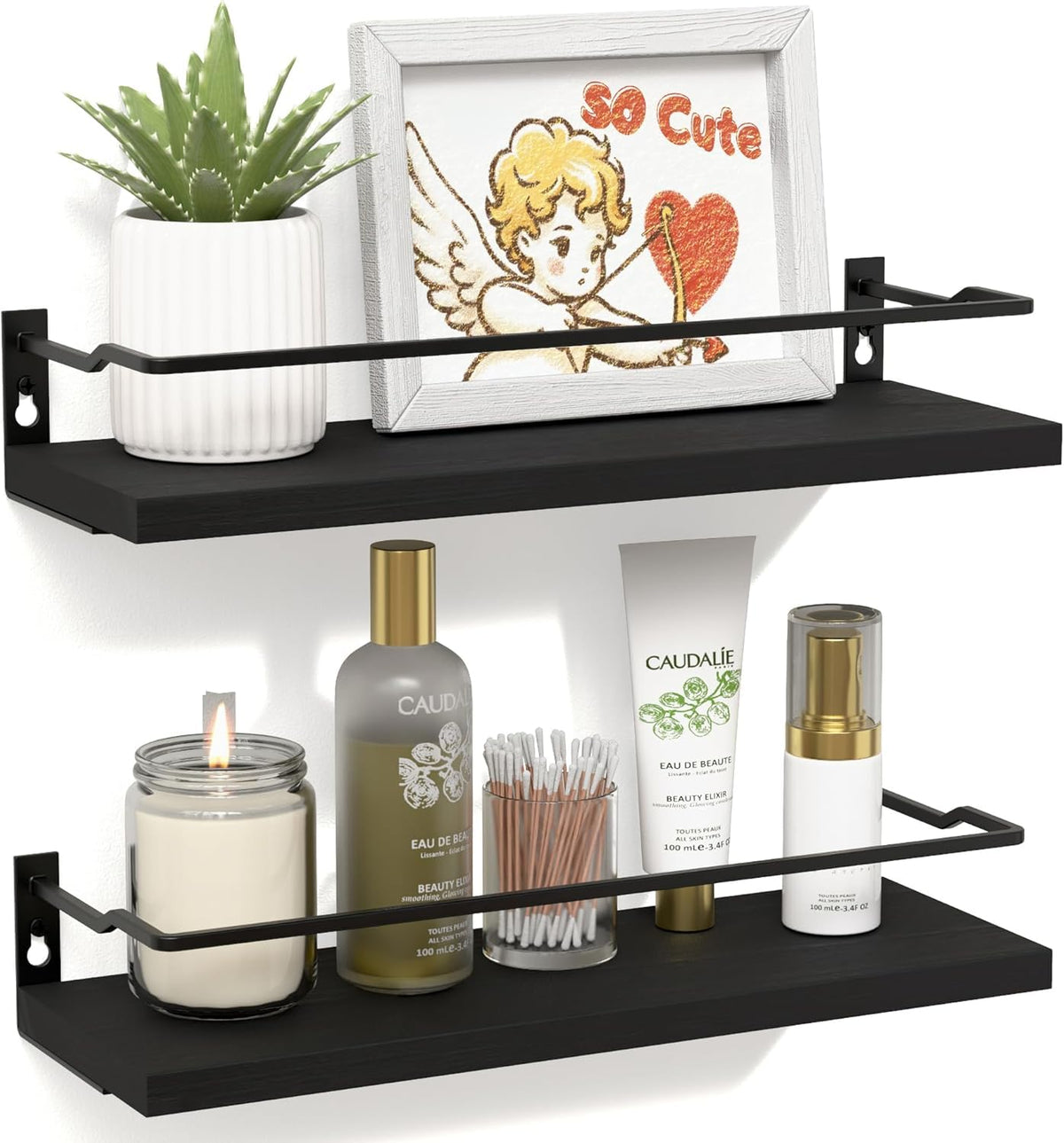 RICHER HOUSE Floating Shelves Bathroom, Small Wall Shelf Over Toilet 2 Set