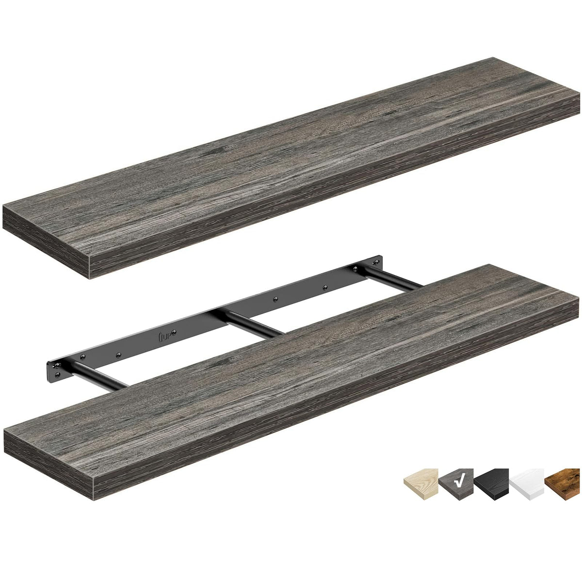 QEEIG Bathroom Floating Shelves for Wall (Brown, Set of 2, 15.7")