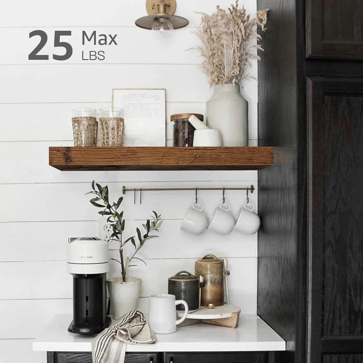 QEEIG Bathroom Floating Shelves for Wall (Brown, Set of 2, 15.7")