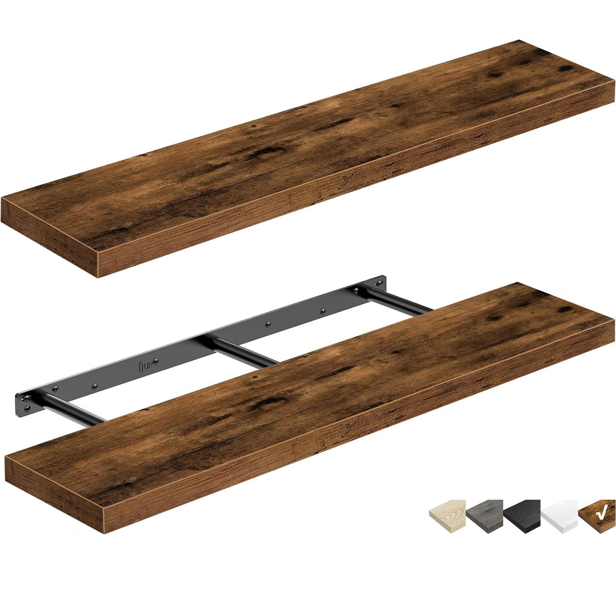 QEEIG Bathroom Floating Shelves for Wall (Brown, Set of 2, 15.7")