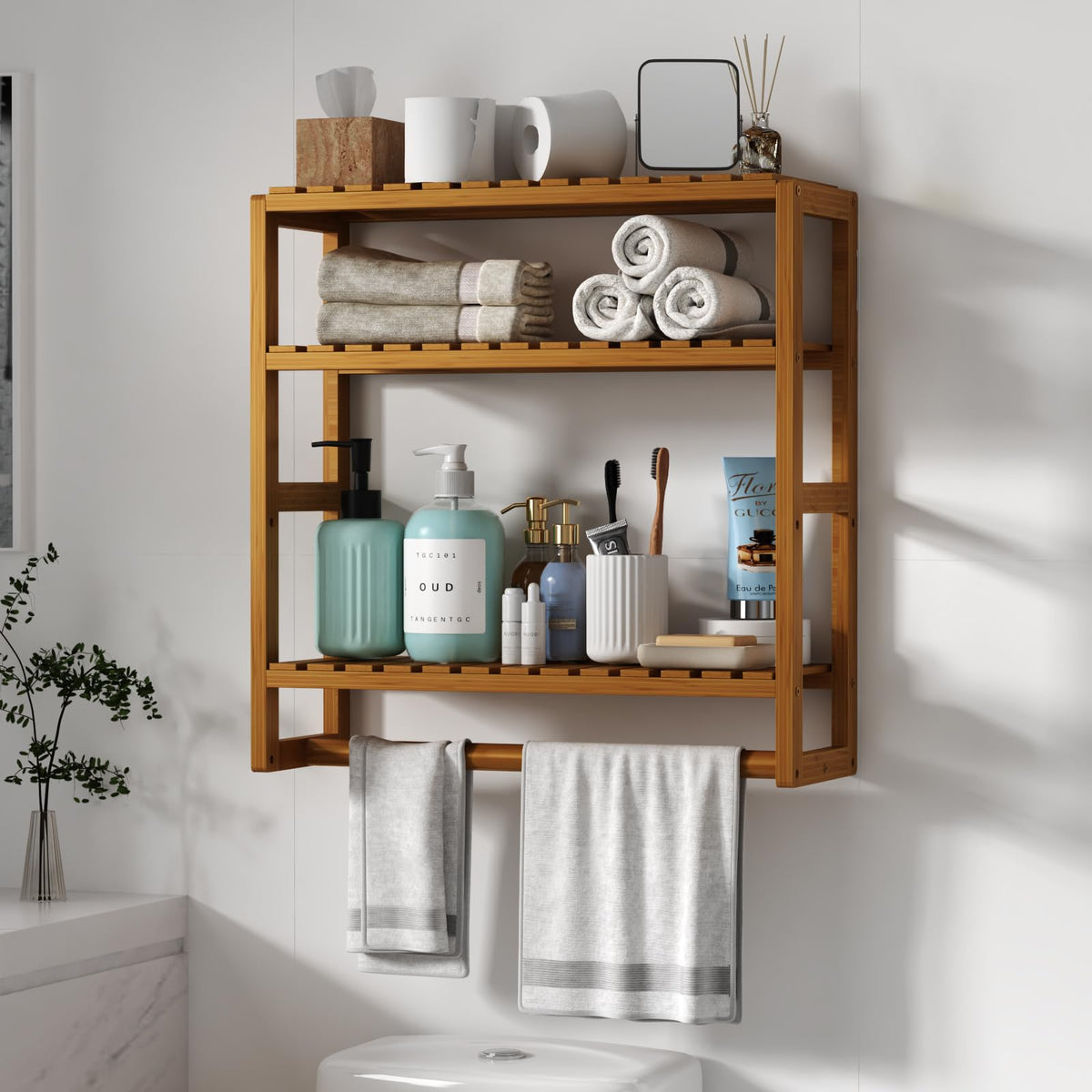 Galood Over The Toilet Storage Bathroom Shelves Wall Mounted 3 Tier White