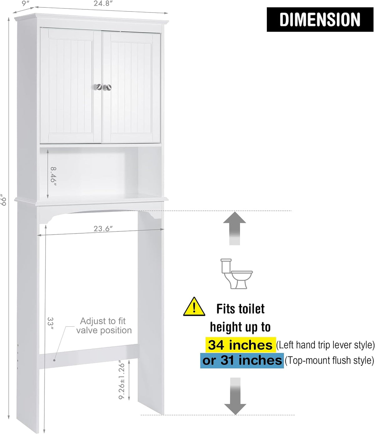 Spirich Over The Toilet Storage Cabinet with Doors, Bathroom Organizer