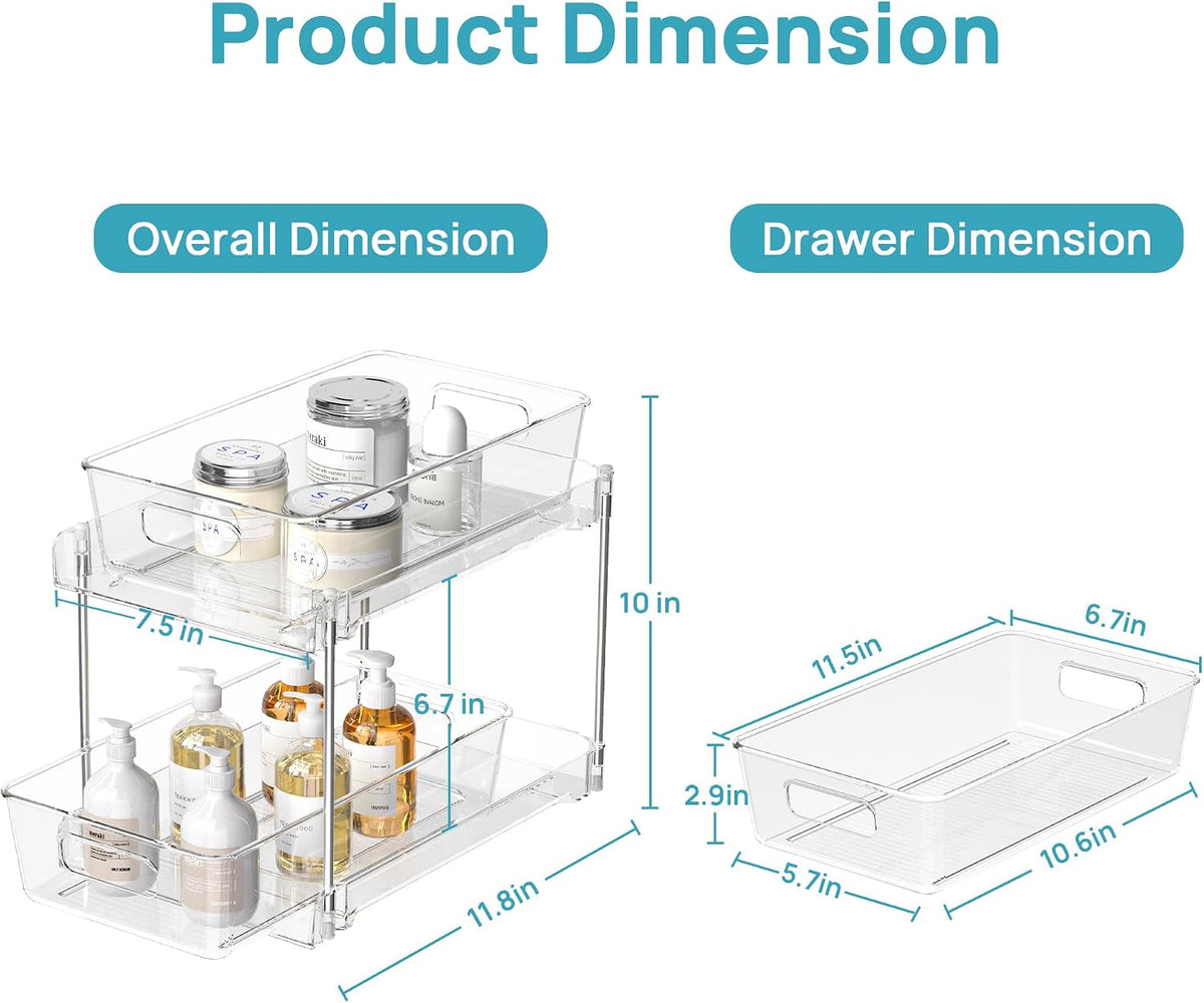 Vtopmart 2 Pack Pull Out Bathroom Under Sink Organizer (S-Standard)