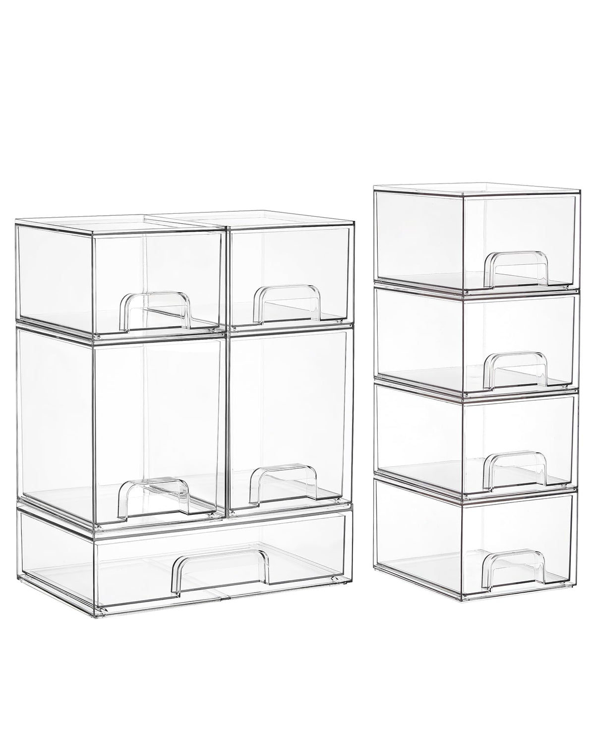 Vtopmart Clear Stackable Storage Drawers Set of 5, Plastic Organizer Bins