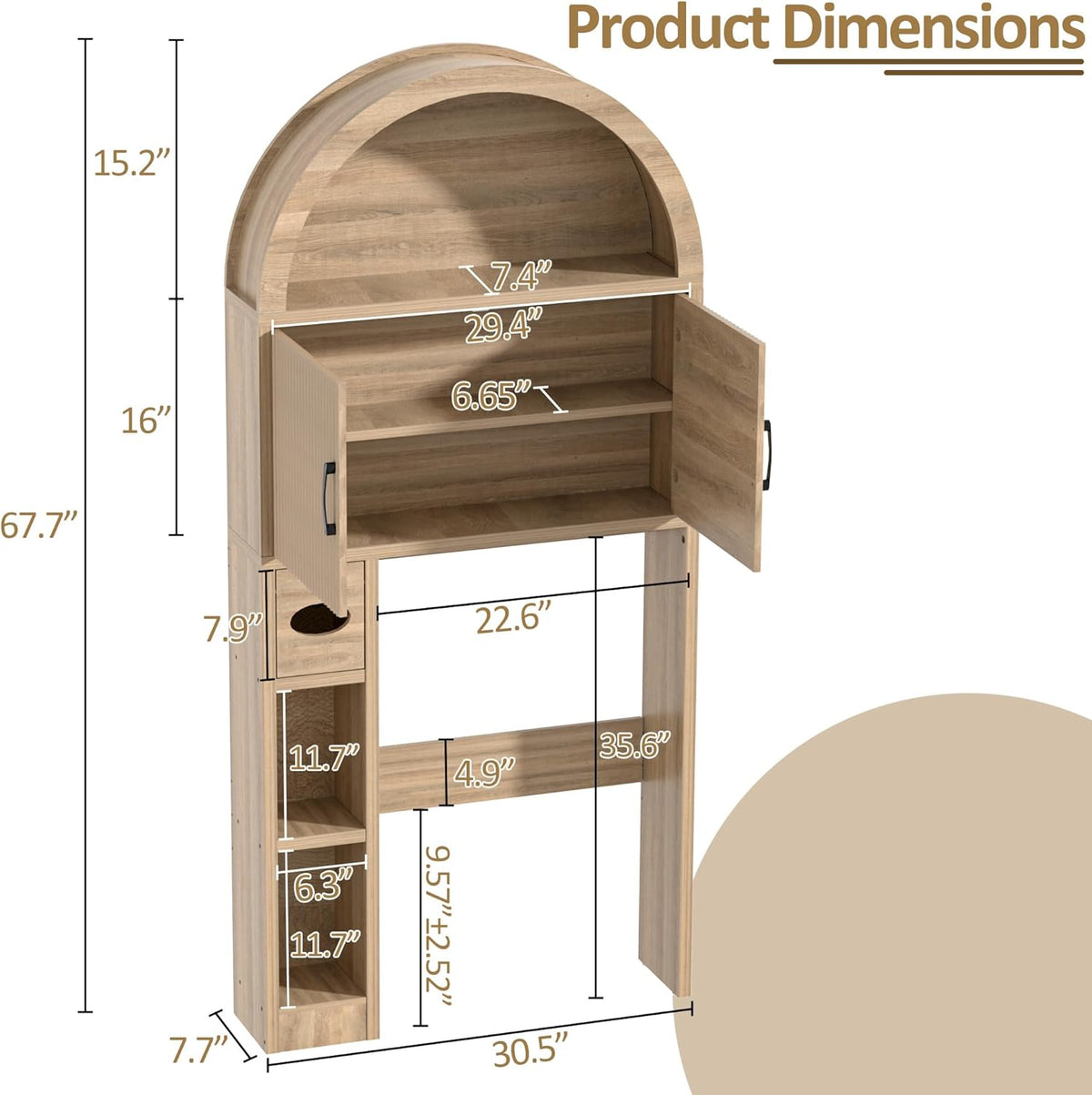 Spurgehom Over Toilet Storage Cabinet, Bathroom Arch Organizer,Wood
